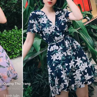 Pass Váy hoa cổ v cột eo new 100% còn tag