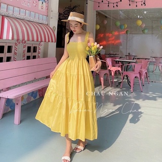 Váy maxi xoè bo chun ngực hai dây hàng cao cấp