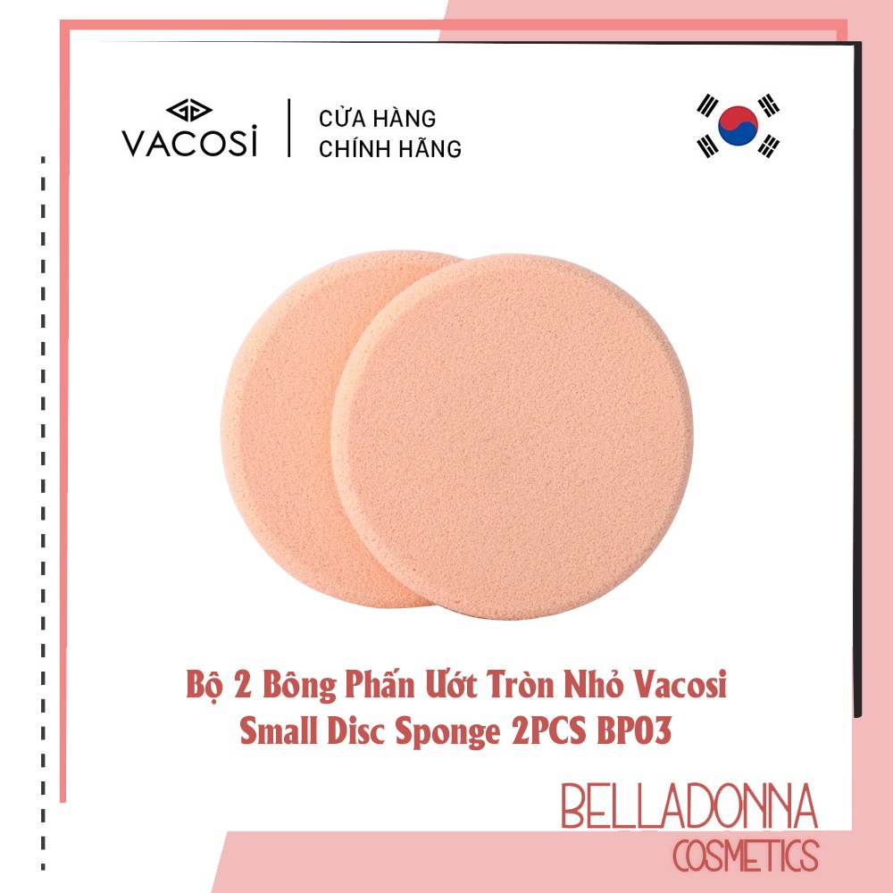 Bộ 2 Bông Phấn Ướt Tròn Nhỏ Vacosi Small Disc Sponge 2PCS BP03