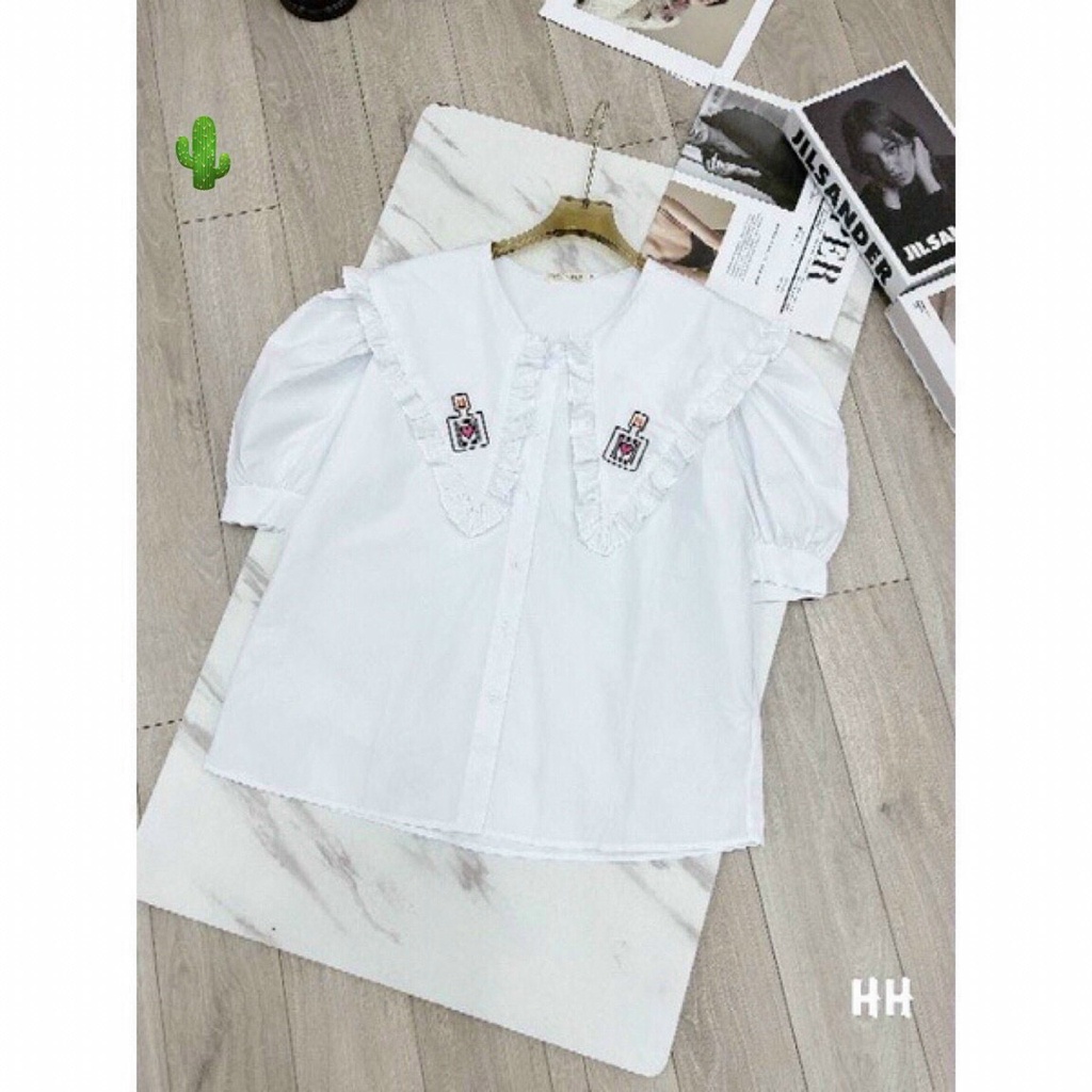 ÁO SƠ MI NỮ CỔ BÈO TAY LỬNG PHỒNG CHE ĐƯỢC KHUYẾT ĐIỂM, KIỂU DÁNG DỄ THƯƠNG - HOTT