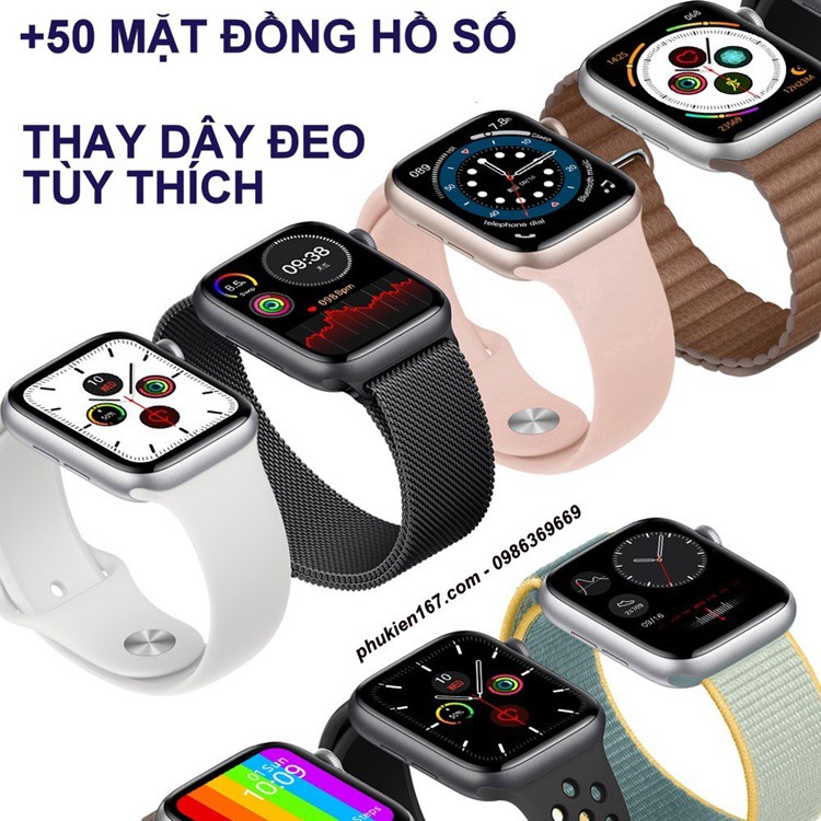 [Smart Watch W56 / W56M] Đồng hồ thông minh W56/W56M Seri 6 - Cài hình nền - Nút tròn xoay, nút back sườn -  Chống nước