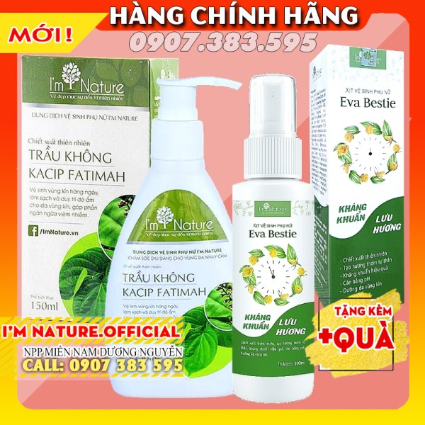 (+Quà) Combo Dung Dịch Vệ Sinh Trầu Không I'm Nature & Xịt Khử Mùi Vùng Kín Eva Bestie 100ml