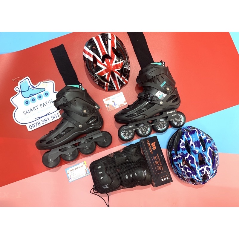 Giày patin Cougar B509 màu đen cao cấp, chạy đường, thi đấu