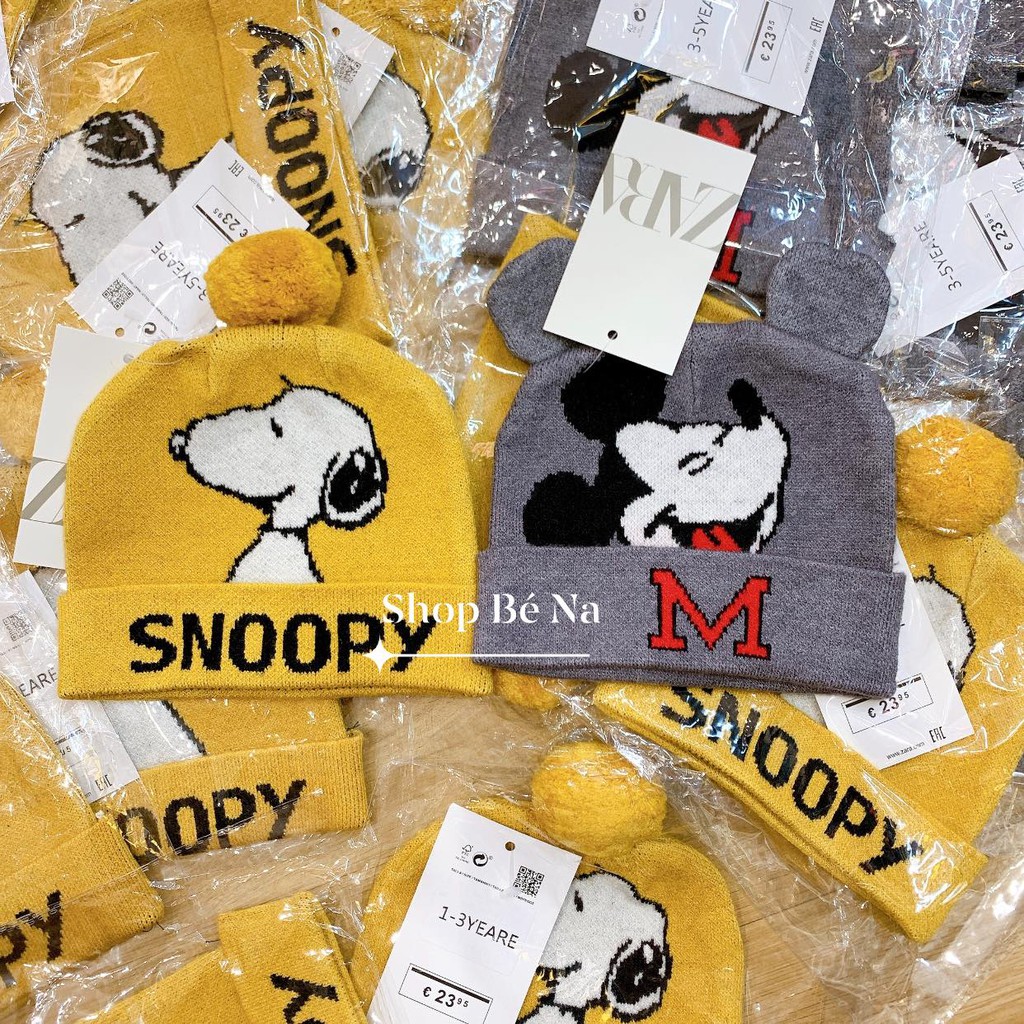 Mũ len Zr vàng Snoopy ❤️ FREESHIP ❤️ Mũ len Zr vàng Snoopy cho bé