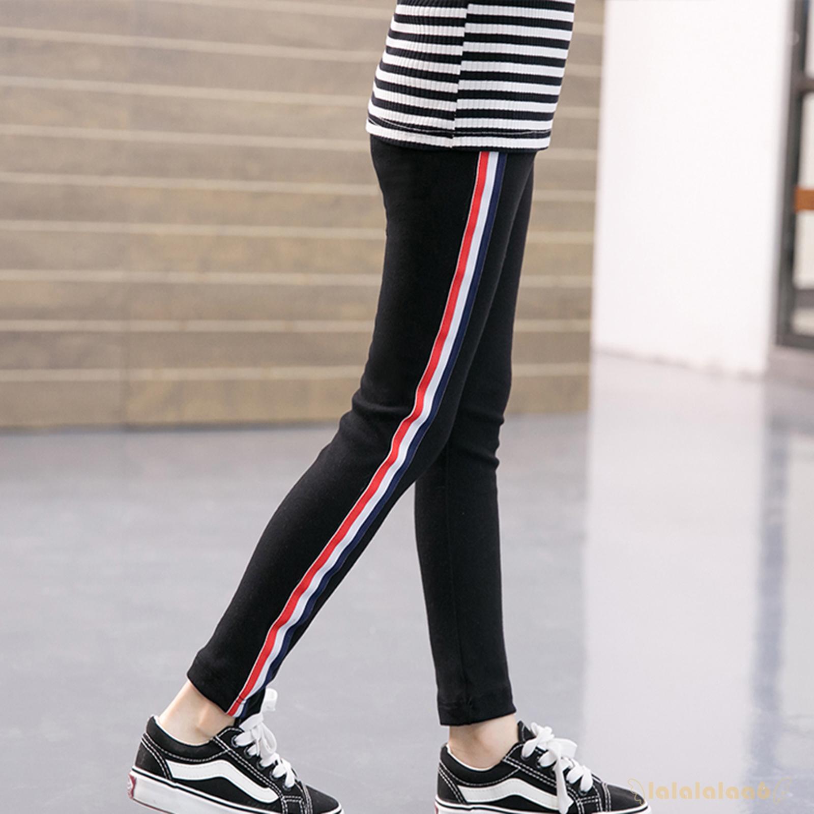 Quần leggings dài họa tiết kẻ sọc bên hông năng động thời trang cho bé gái LAA6