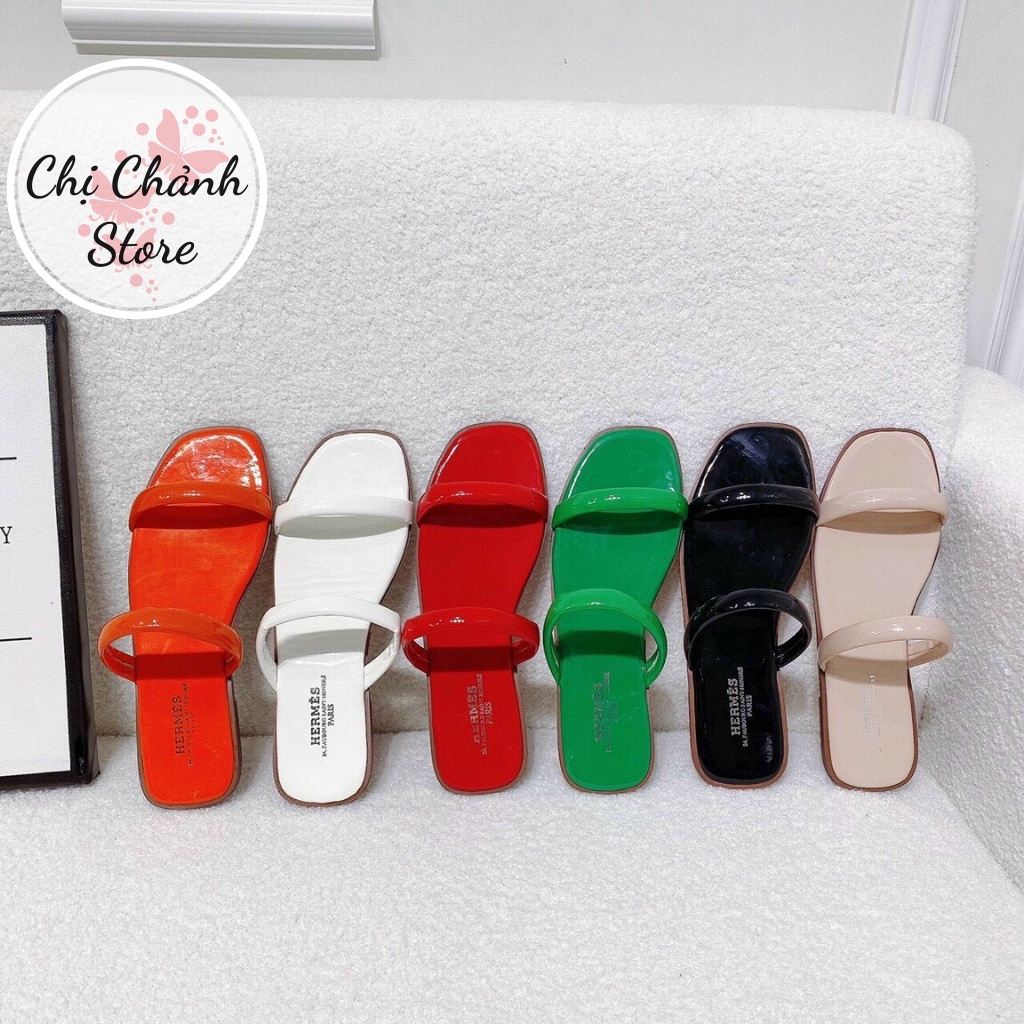 Dép Bản Xẹp Chất Da Trơn Mịn Chống Nước Đế Đúc 2 Quai Mảnh Lên Chân Đi Cực Êm [ Hình Thật ] - Chị Chảnh Store