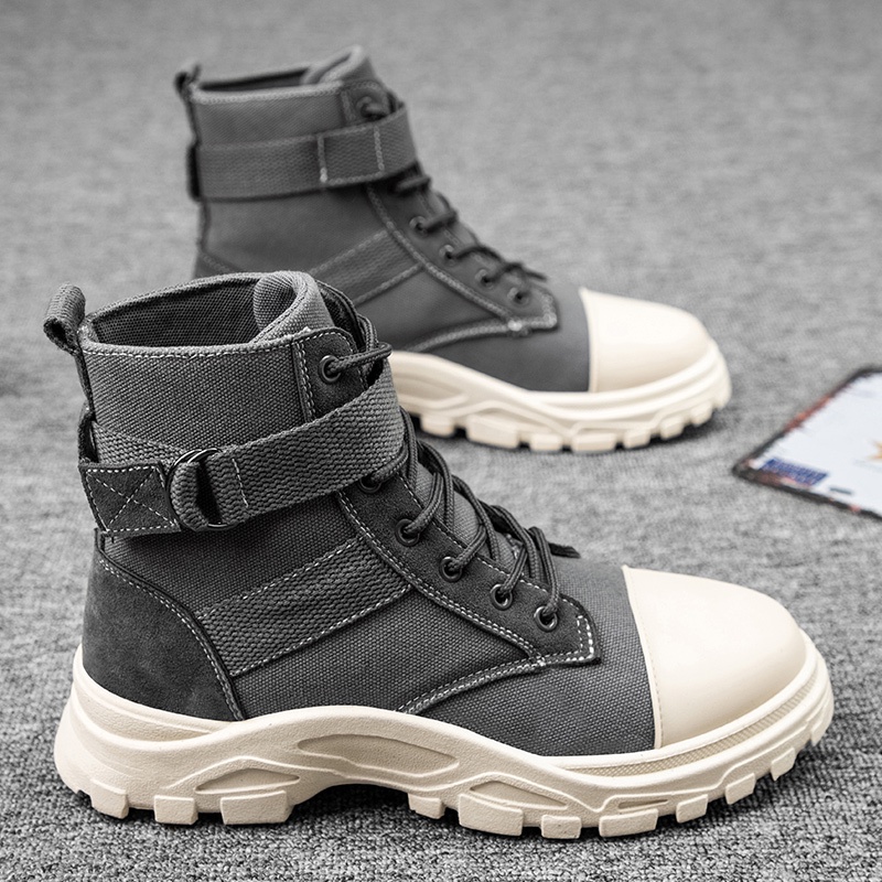 Giày bốt Martin canvas cổ cao phong cách Hàn Quốc thời trang mùa thu cho nam