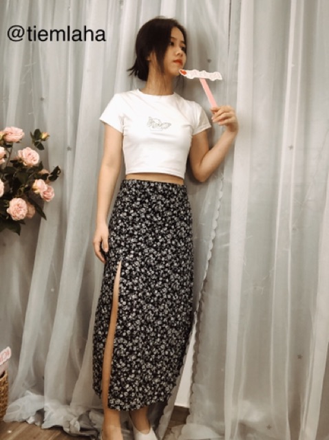 VÁY XẺ MIDI HỌA TIẾT CÚC HỌA MY DỄ THƯƠNG | BigBuy360 - bigbuy360.vn