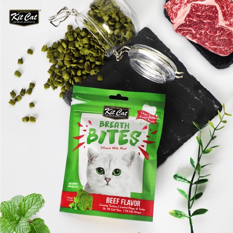 [ 60g ] Snack Kitcat Breath Bites - Sạch răng, Thơm miệng cho mèo