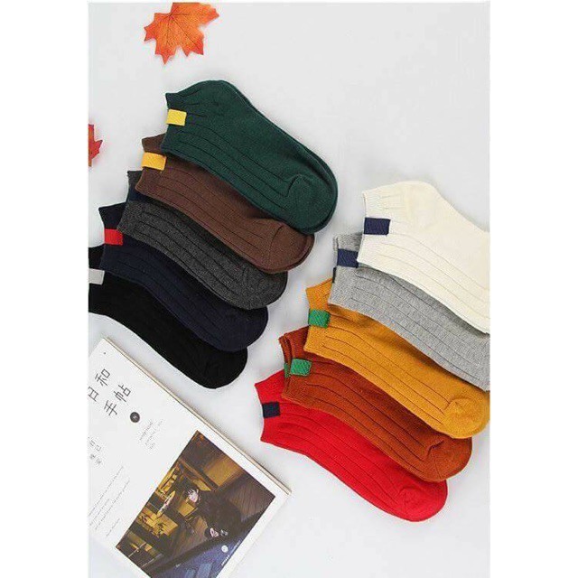 Tất nữ 7 màu nữ cổ ngắn phong cách Vintage hàng xuất Hàn xịn