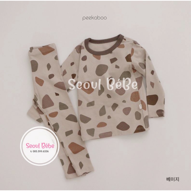 Bộ dài tay suit/rời họa tiết Dongdol Peekaboo made in Korea