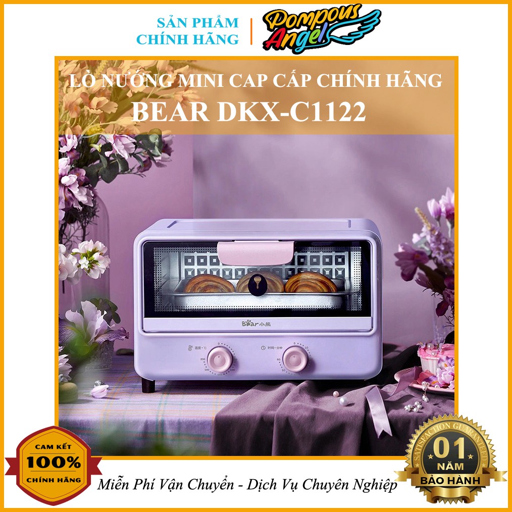 Lò nướng mini BEAR DKX-C1122 ,màu tím thanh lịch với 2 thanh nhiệt hình chữ S giúp chín đều ng