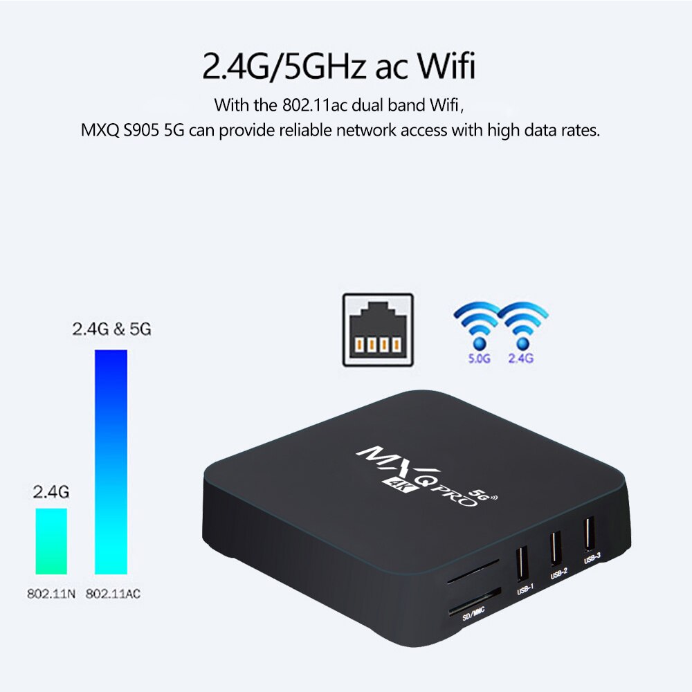 Đầu Tv Box Mxq Pro 5g Android 9.0 4k 2.4g & 5g Wifi Amlogic S905W 2gb 16gb Hd 3d Android 1080p