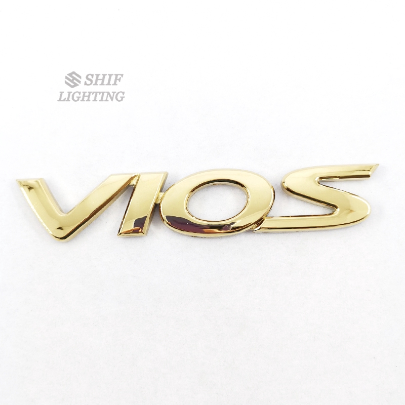 Sticker làm từ ABS màu vàng đồng hình logo chữ VIOS dùng dán trang trí thay thế cho xe hơi TOYOTA