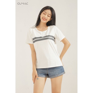 Áo thun nữ sọc 3 nút GUMAC ATA621