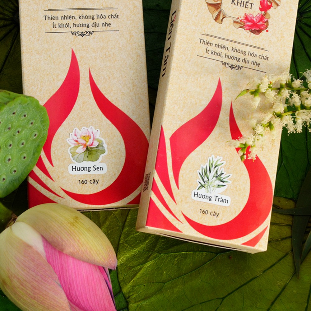 Nhang sen hương tràm Liên Tâm - 20.5cm - Hộp 160 cây - Nhang ngắn, nhang sạch ít khói cho chung cư, phòng máy lạnh