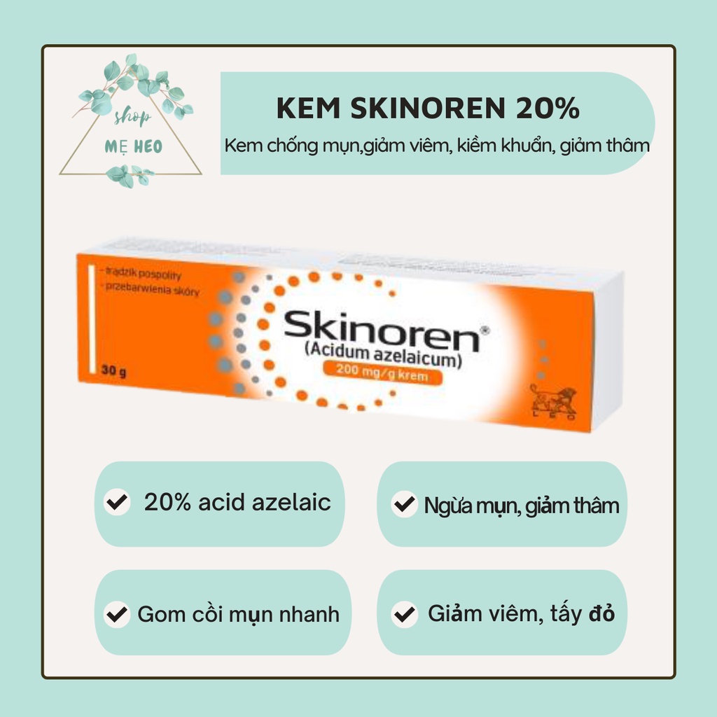 [ĐỦ BILL SẴN HÀNG] Kem giảm mụn &amp; thâm nám SKINOREN 20% 30g