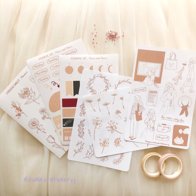 Bullet Journal Sticker - Combo sticker Màu Be