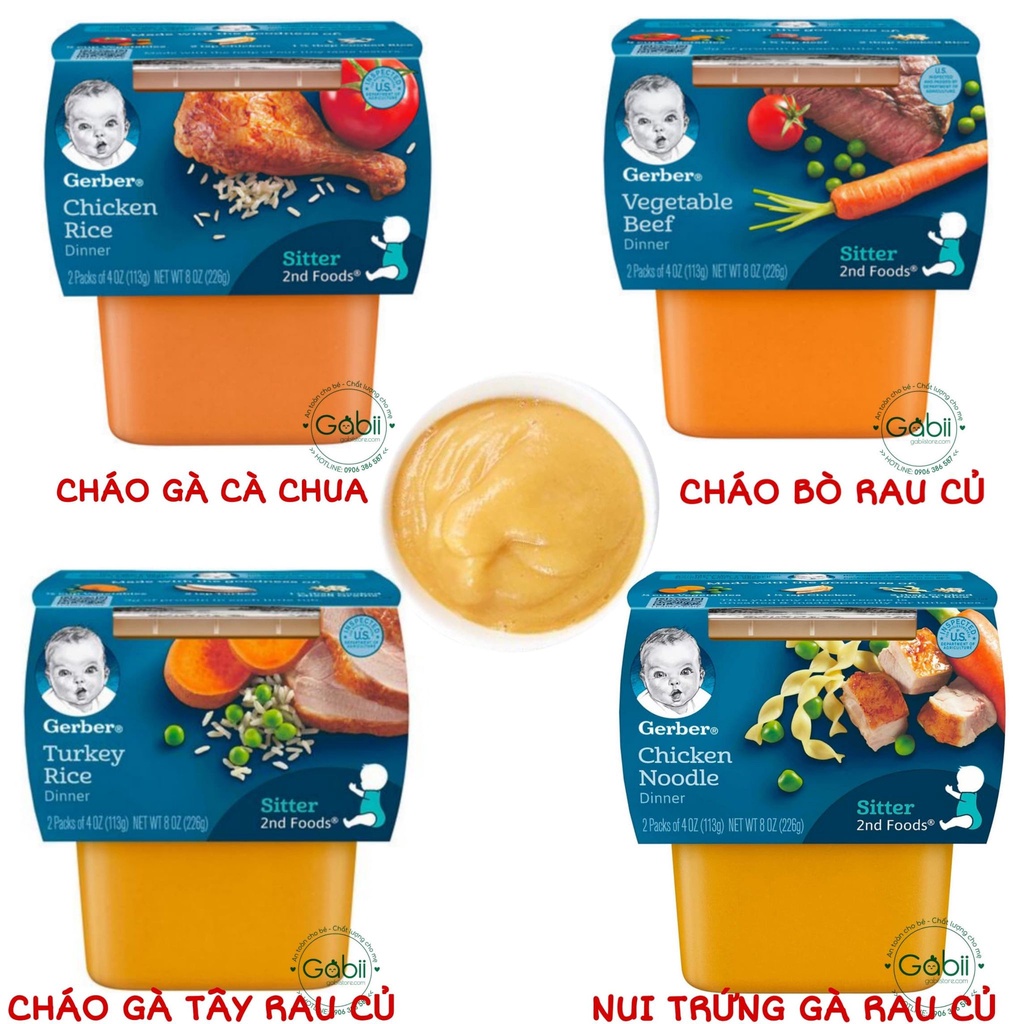 CHÁO NGHIỀN GERBER SET 2 HỦ 113GR CÙNG VỊ - GABII STORE