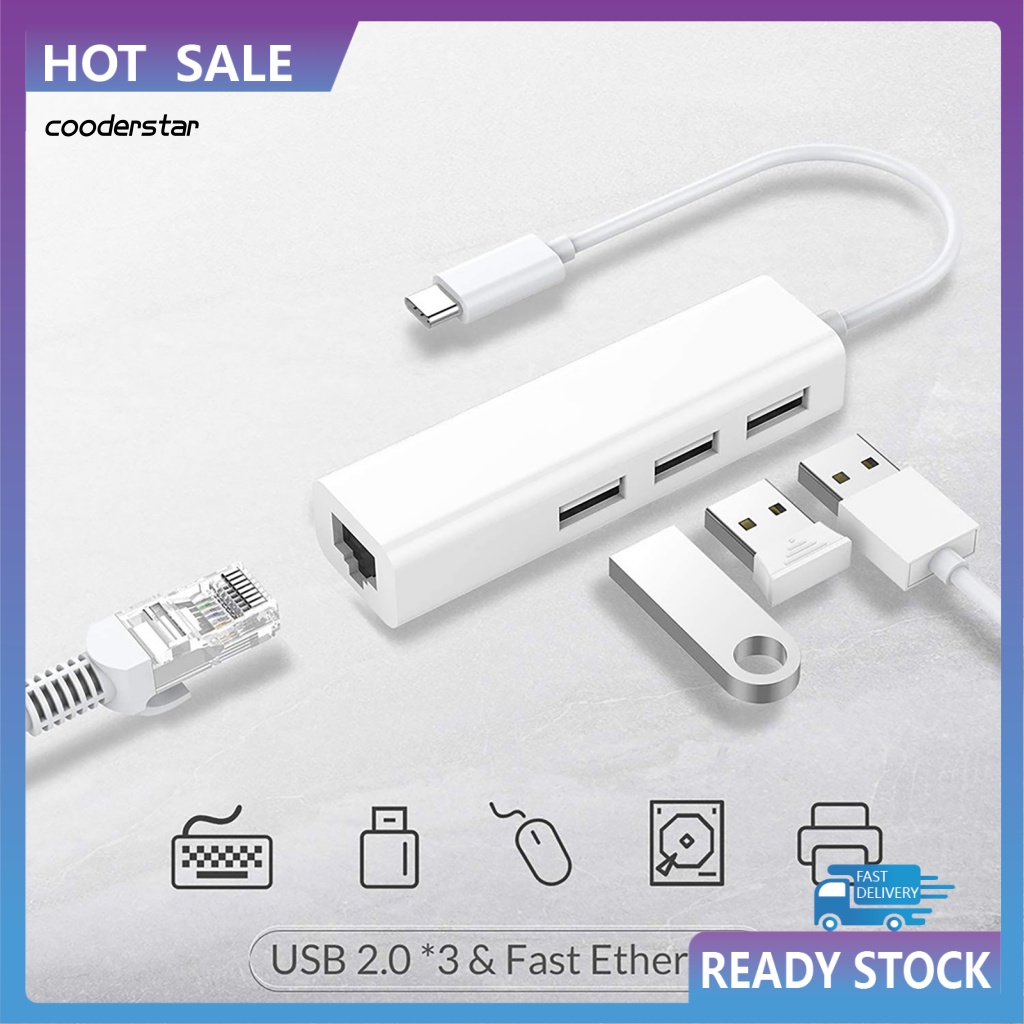 Bộ Chia Cổng Type-C Sang USB 2.0 / RJ45 Ethernet Chất Lượng Cao