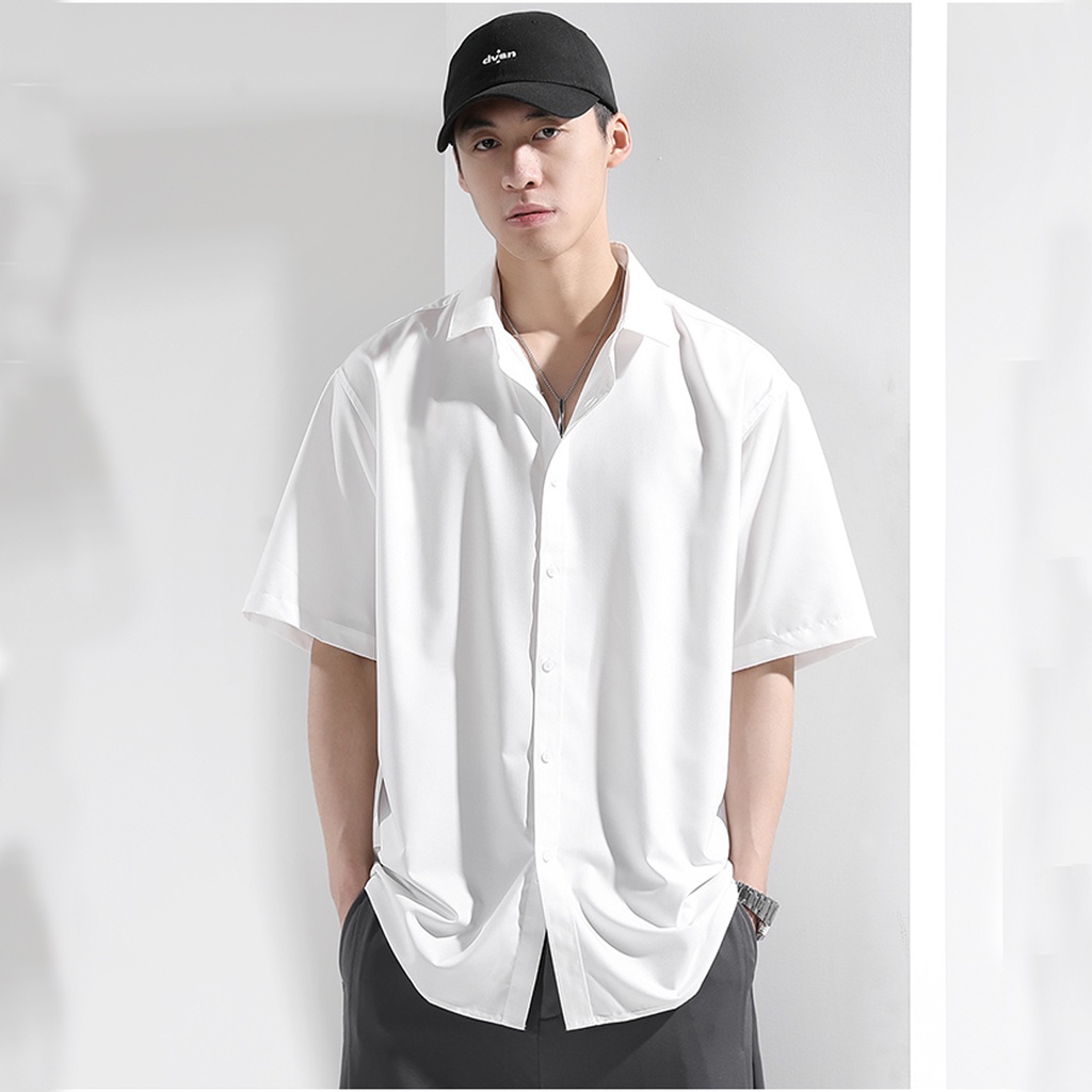 Áo sơ mi nam ngắn tay form suông cổ bẻ Hàn Quốc vải cao cấp chống nhăn AUTOMAN A17