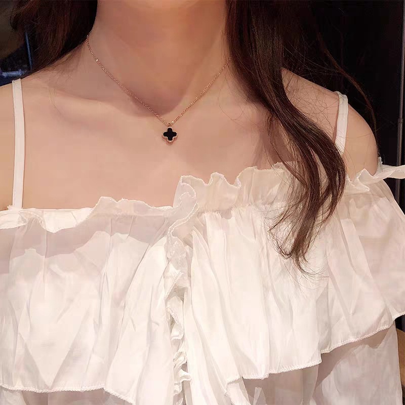 Vòng cổ hai mặt hình lá bằng kim loại phong cách cổ điển thời trang cho nữ