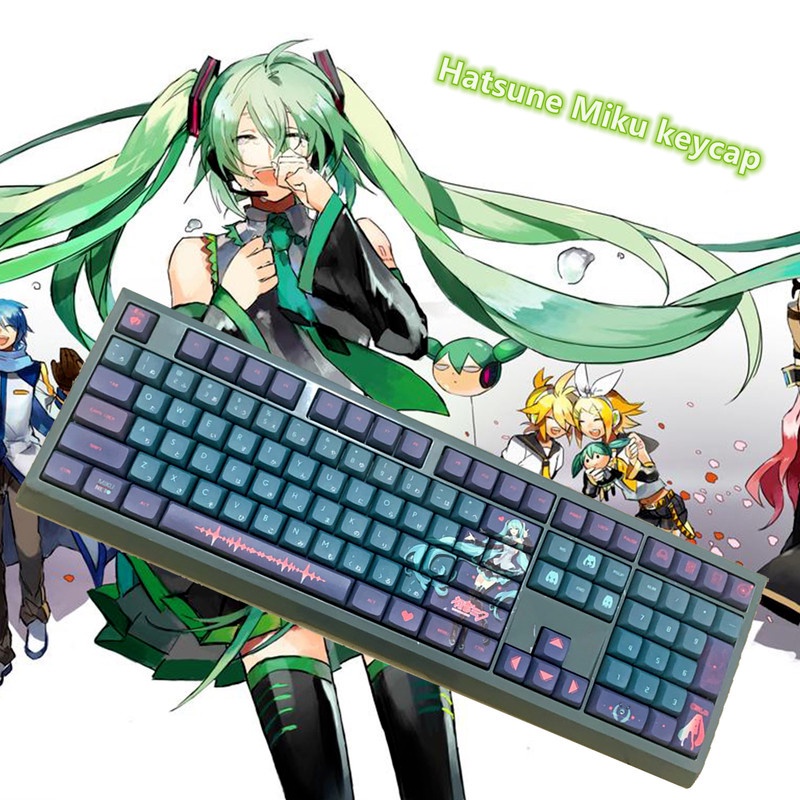 Hatsune Miku keycap XDA Hồ sơ Anime PBT năm mặt Dye thăng hoa bàn phím cơ học keycap cơ 120 phím