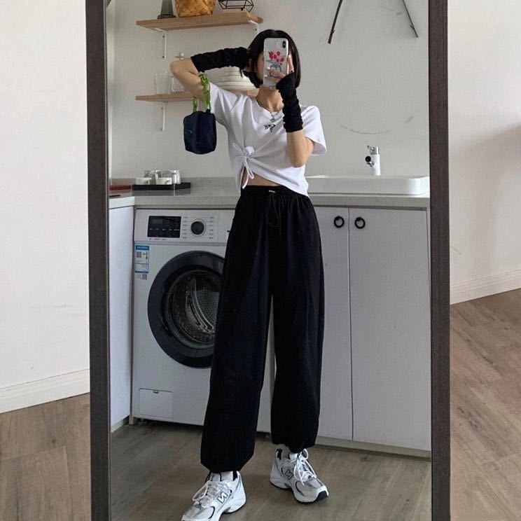 Quần nỉ trơn gourd đen và xám bo gấu jogger unisex