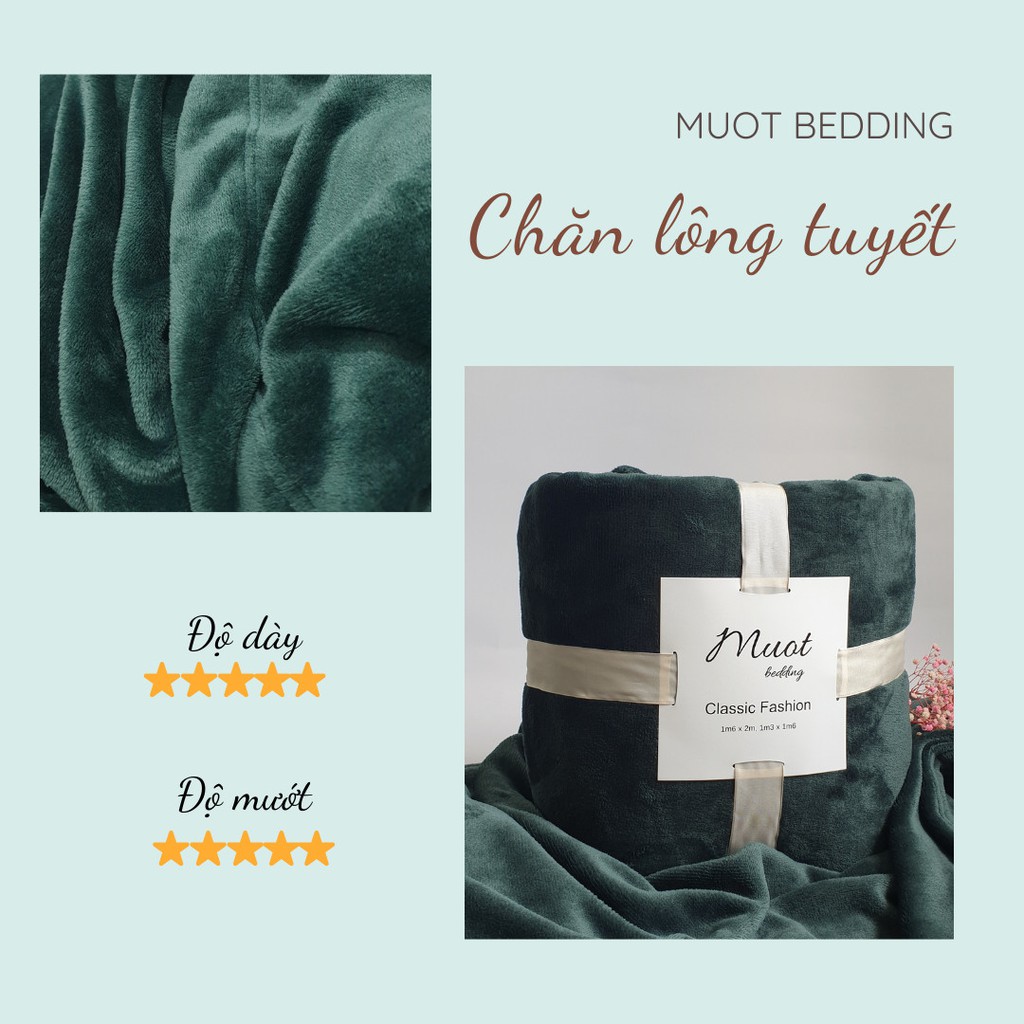 Chăn lông tuyết [Size 1m6 x 2m] [Hàng cao cấp - Chất lượng] Chăn ga gối đệm, Chăn mền mịn mướt - Màu xanh lá đậm [VIP1]