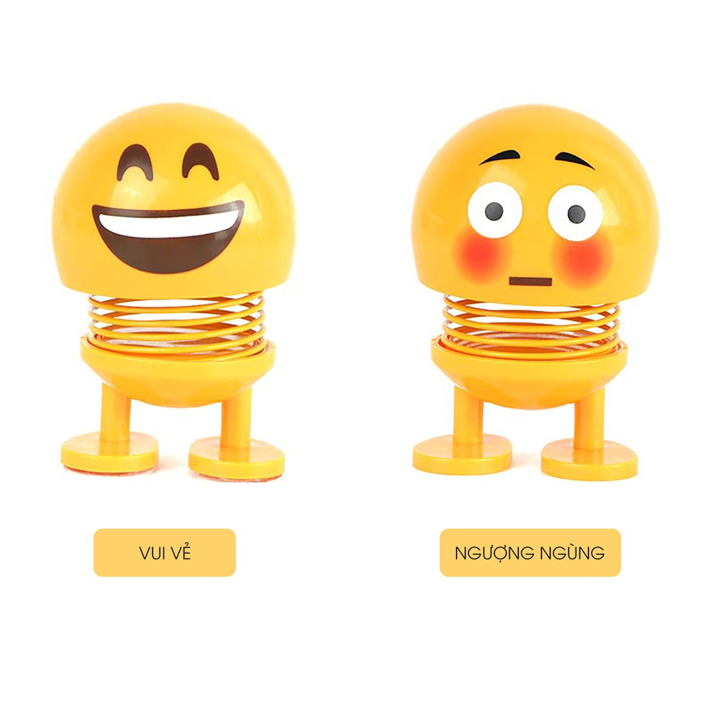 Thú nhún Emoji Lò Xo lắc đầu hình biểu tượng cảm xúc- Trang trí xe ô tô, bàn làm việc- Thị trấn đồ chơi