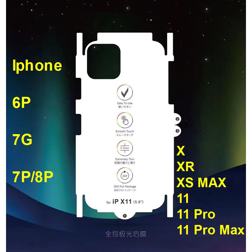 Dán lưng Film PPF Iphone 6P / 6SP / 7 / 8 / 7Plus / 8Plus / X / XS / Xs Max / 11 / 11 Pro / 11 Pro Max