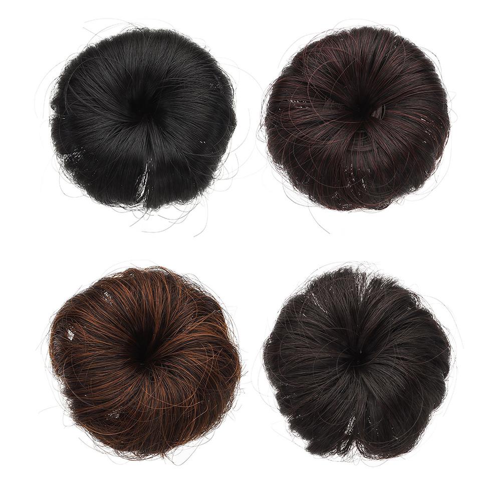 Bộ 2 Tóc Giả Bằng Sợi Tổng Hợp Màu Đen / Nâu Tự Nhiên Dành Cho Bạn Gái