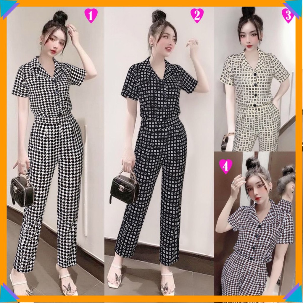 Đồ Bộ Nữ Cao Cấp 💝FREESHIP💝 Set nguyên bộ áo tay ngắn quần dài họa tiết xinh xắn J1112