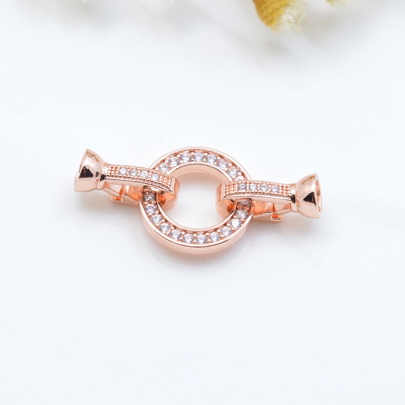 [K23C] Phụ kiện trang sức (DIY) - Chốt khóa tròn vòng nạm đá làm chuỗi vòng cổ vòng tay