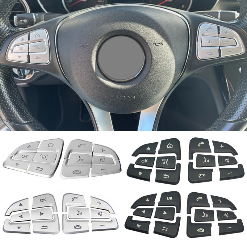 Miếng Dán Nút Điều Khiển Vô Lăng Xe Hơi Mercedes Benz GLC X253 C Class W205 CLA GLA A Class X156 C117 W176