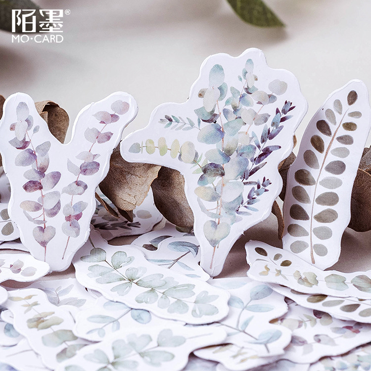 Set 45 Miếng Dán Trang Trí Sổ Tay/Nhật Ký Hình Lá Bạch Đàn