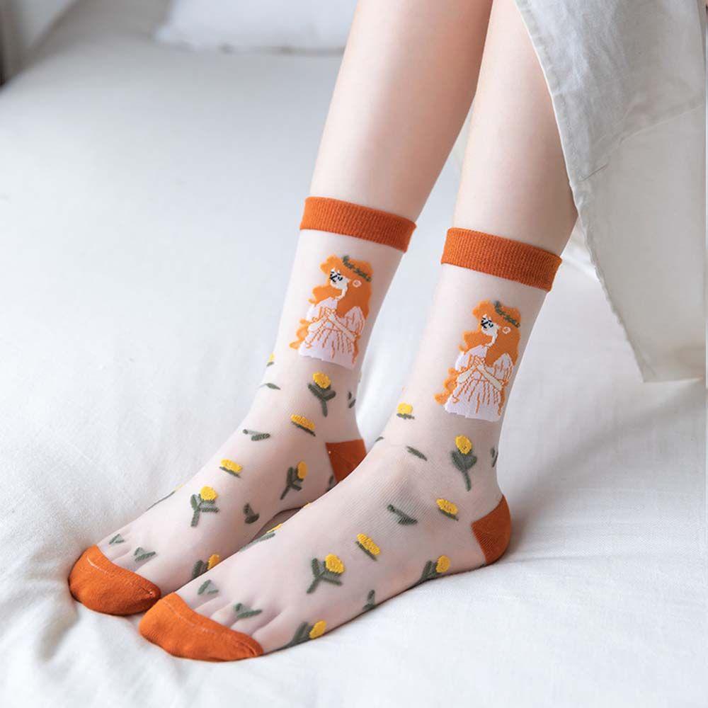 AROMA Đôi Vớ LướI Xuyên ThấU PhốI Ren Hoa ThờI Trang Cho Nữ