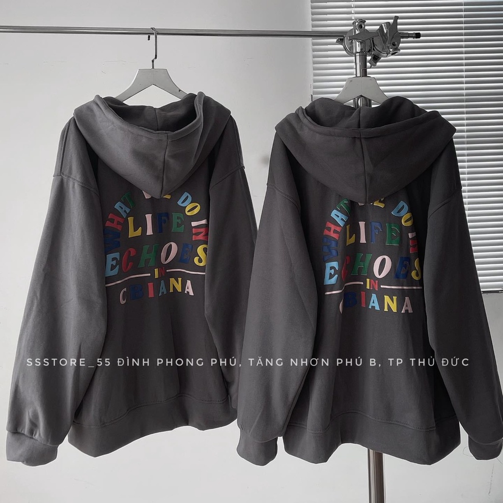 [ sẵn ] Áo Khoác Hoodie Forrm Rộng Xám  CBIANA Ulzzang [ nam nữ mặc được ]