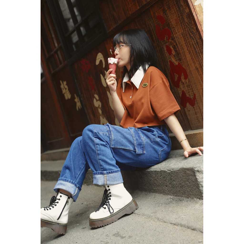Usthebasic - Quần ống suông thời trang Jeans Cargo