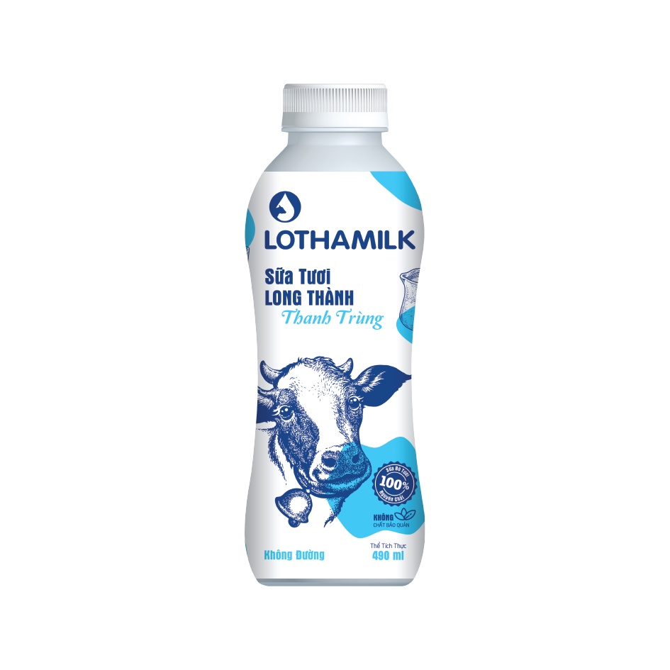 Sữa thanh trùng Lothamilk không đường 490ml