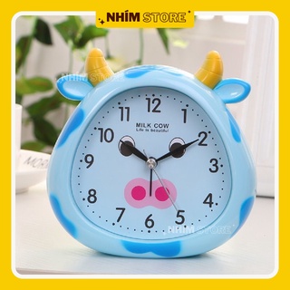 Đồng hồ báo thức để bàn hình bò sữa đáng yêu - Đồng hồ trang trí phòng ngủ bàn làm việc có báo thức chuông kêu to giá rẻ