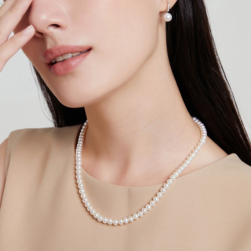 Vòng cổ choker hạt trai nhân tạo trơn phong cách cổ điển nhiều size - B128