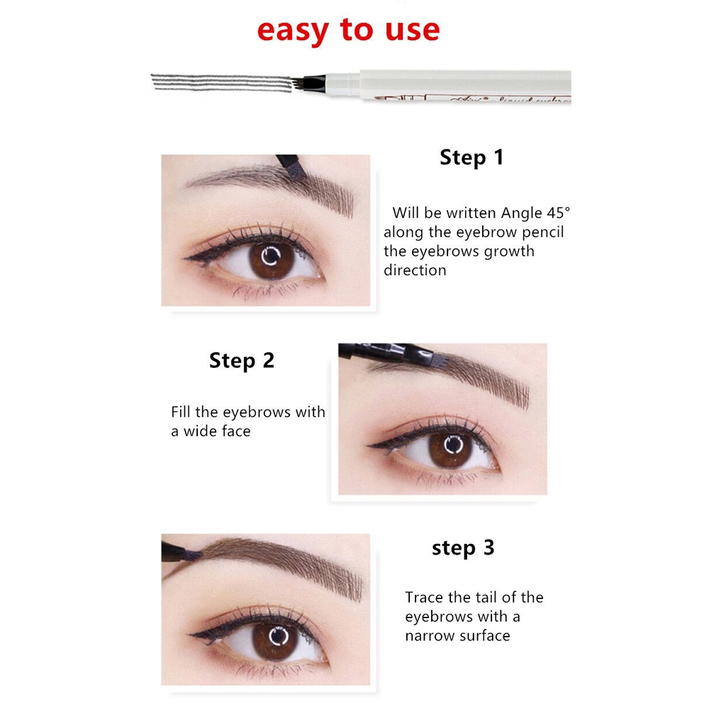 Bút Kẻ Lông Mày Dạng Phẩy Sợi Chống Nước 4 Màu Sắc Tự Nhiên