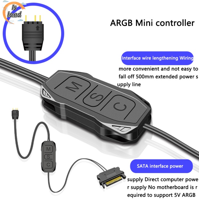 Bộ Điều Khiển Mini Argb Dây Cáp Dài Rộng 5v 3-pin Sang SATA