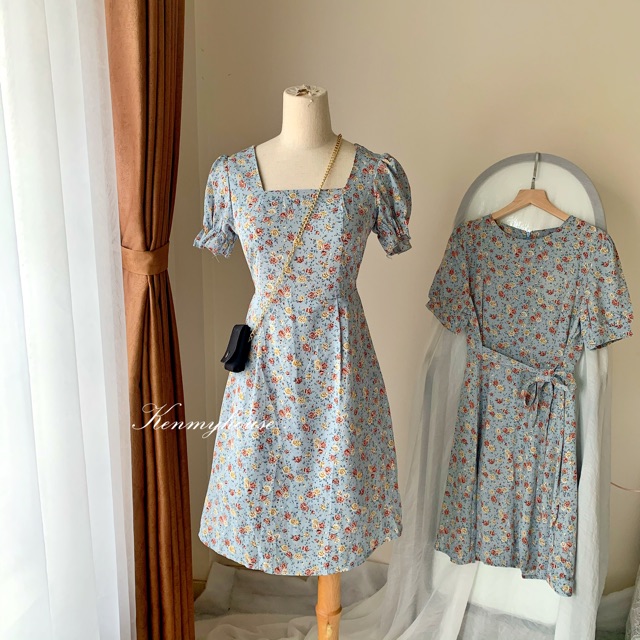 Đầm hoa nhí cổ vuông k.er