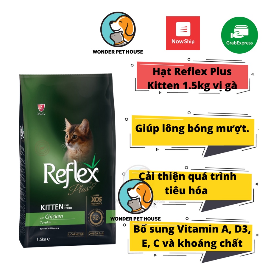 Hạt thức ăn khô Reflex Plus Kitten 1.5kg vị gà cao cấp với công thức cân bằng và hoàn chỉnh dành cho mèo con