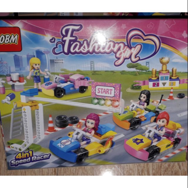 Lắp ráp 1 hộp Lego_Fashion Girl 66046 đua xe ô tô có nhiều chi tiết bằng nhựa ABS rất đẹp