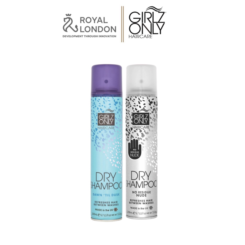 Combo 2 Dầu Gội Khô Dry Shampoo Girlz Only Tiện lợi Dawn ‘Til Dusk & No Residue Nude