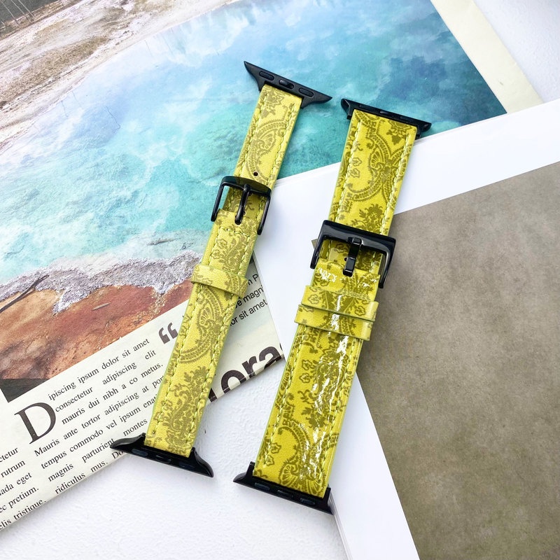 Dây Đeo Bằng Da Họa Tiết gucci Dành Cho Apple Watch Band 41MM 45MM 40mm 44mm 38mm 42mm Series 7 SE 6 5 4 3 2 1