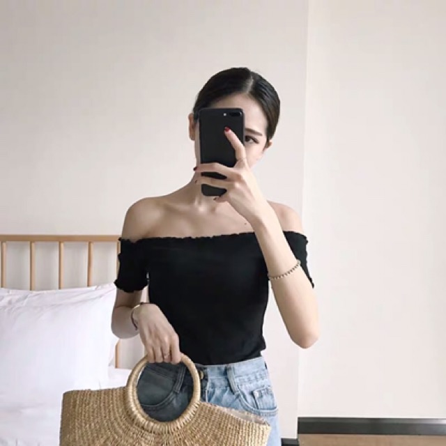 Áo Trễ Vai Thun Gân Tăm